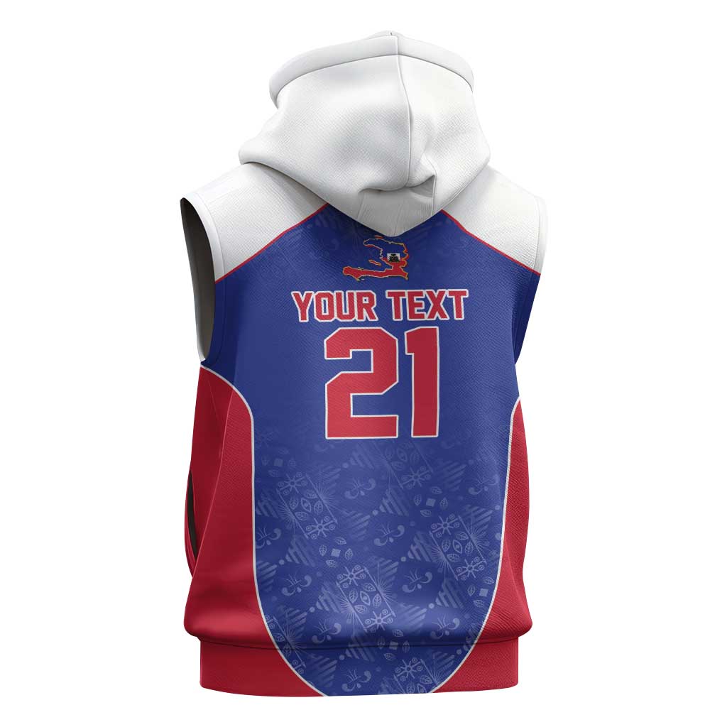 World Football 2026 Afro-Haiti Custom Sleeveless Zip Hoodie Together For Ayiti Blue Style - African Pride