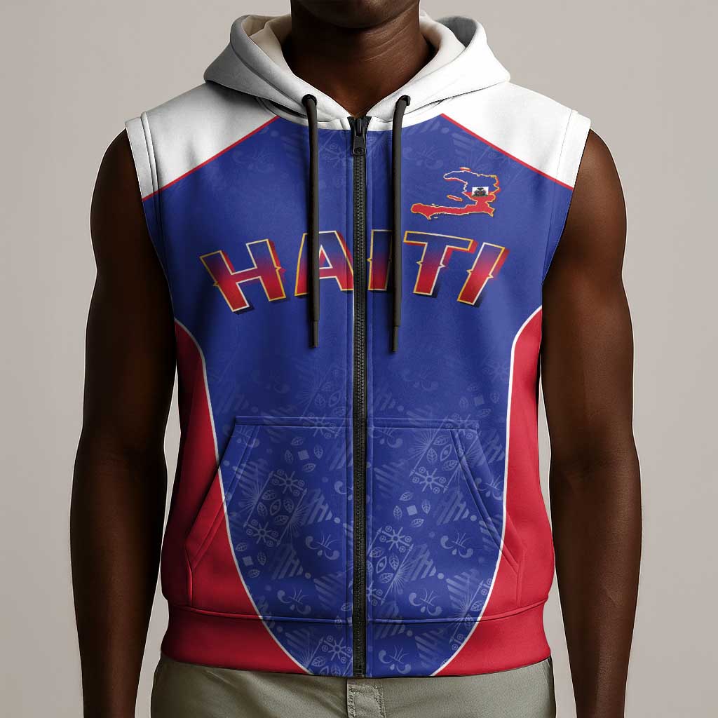 World Football 2026 Afro-Haiti Custom Sleeveless Zip Hoodie Together For Ayiti Blue Style - African Pride