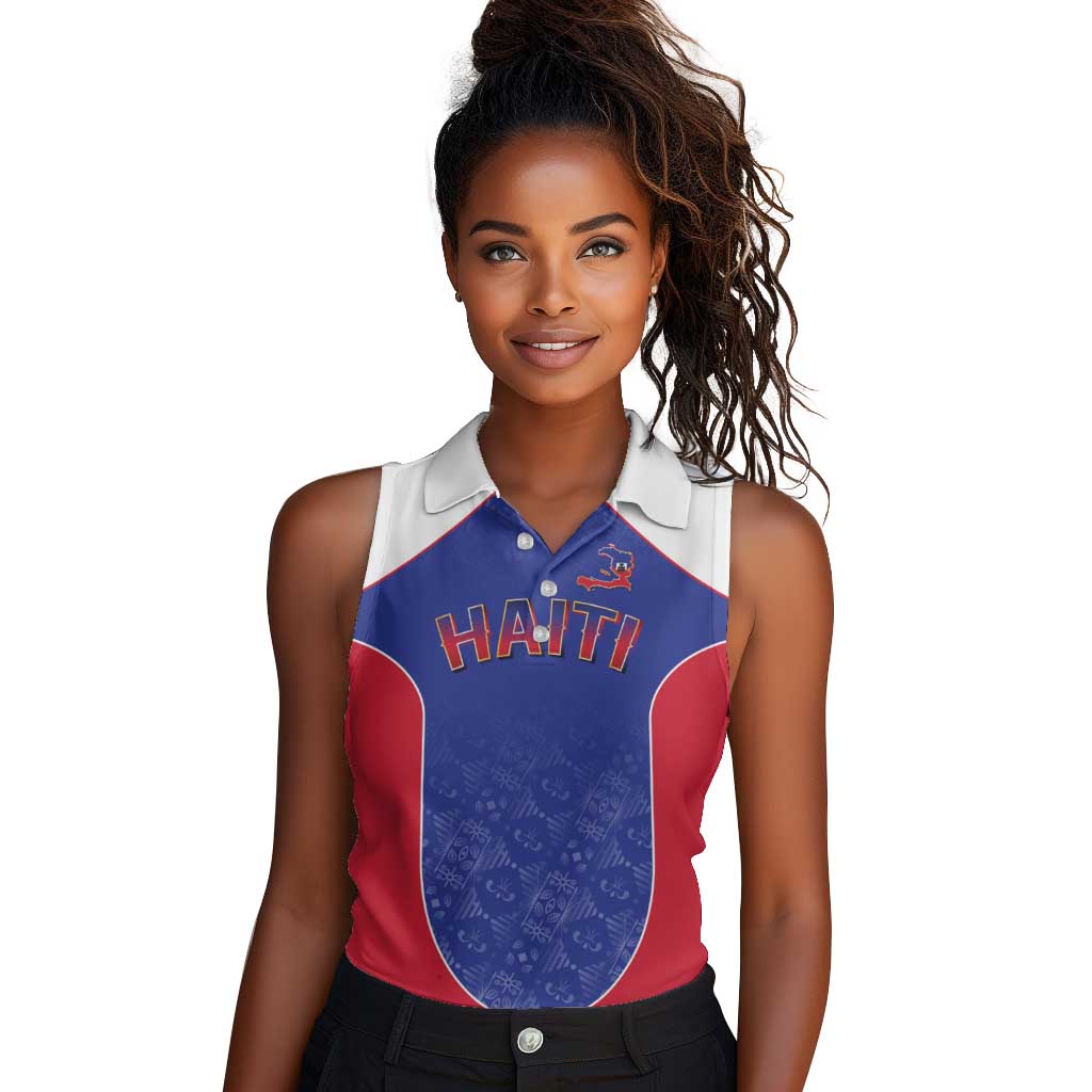 World Football 2026 Afro-Haiti Custom Women Sleeveless Polo Shirt Together For Ayiti Blue Style - African Pride