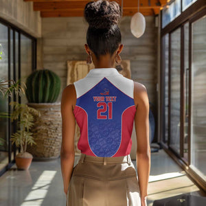 World Football 2026 Afro-Haiti Custom Women Sleeveless Polo Shirt Together For Ayiti Blue Style - African Pride