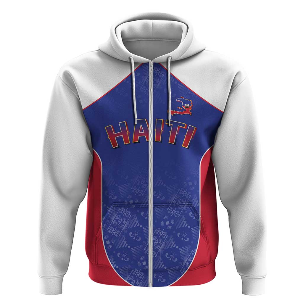 World Football 2026 Afro-Haiti Custom Zip Hoodie Together For Ayiti Blue Style - African Pride