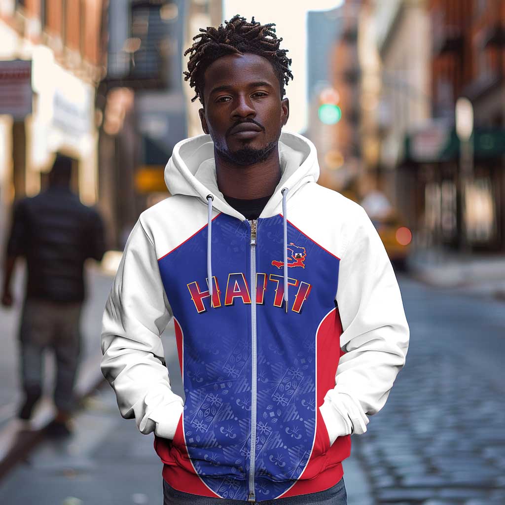 World Football 2026 Afro-Haiti Custom Zip Hoodie Together For Ayiti Blue Style - African Pride