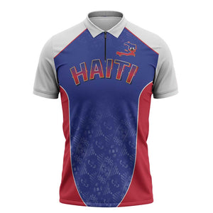 World Football 2026 Afro-Haiti Custom Zipper Polo Shirt Together For Ayiti Blue Style - African Pride
