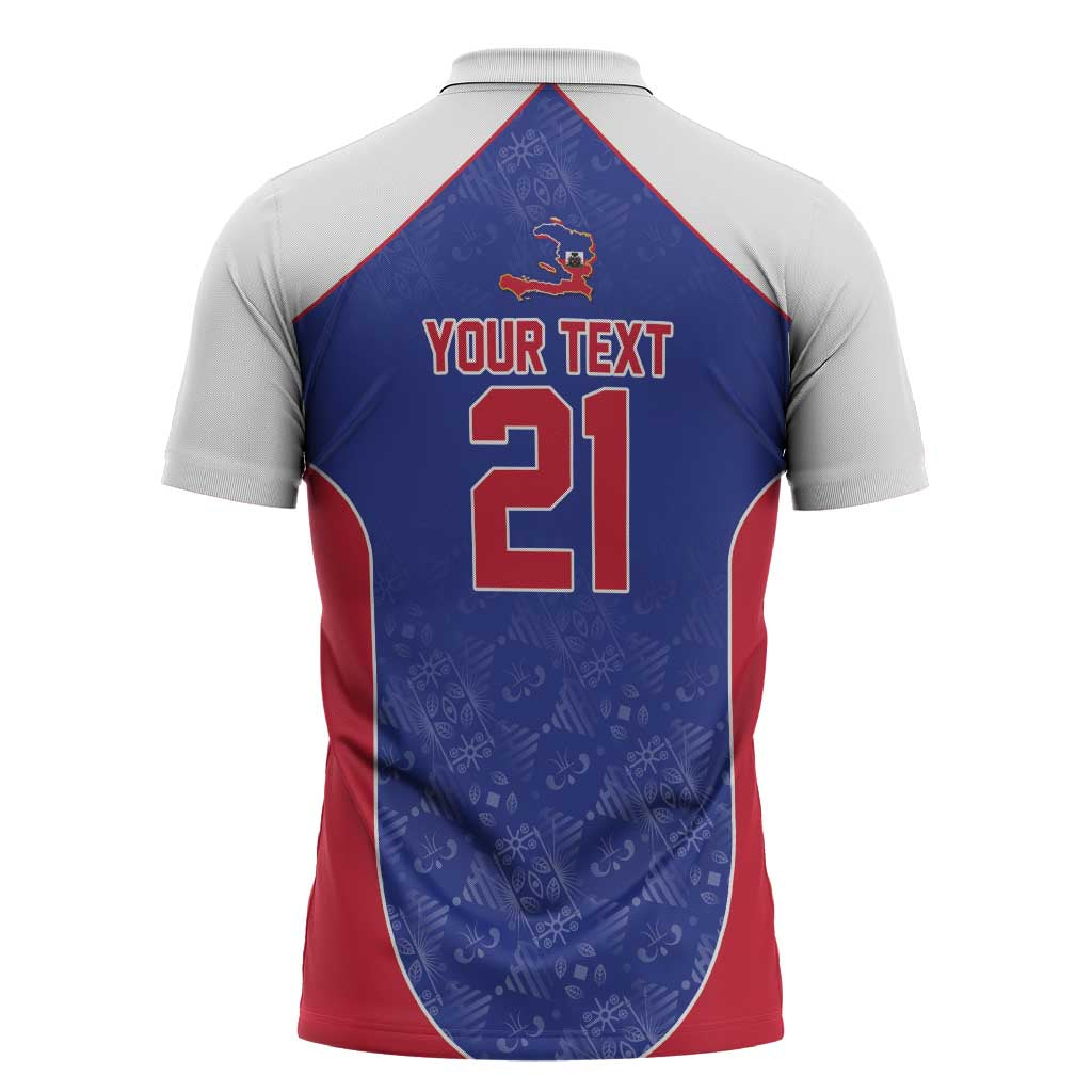 World Football 2026 Afro-Haiti Custom Zipper Polo Shirt Together For Ayiti Blue Style - African Pride
