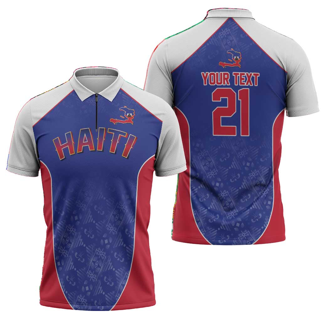 World Football 2026 Afro-Haiti Custom Zipper Polo Shirt Together For Ayiti Blue Style - African Pride