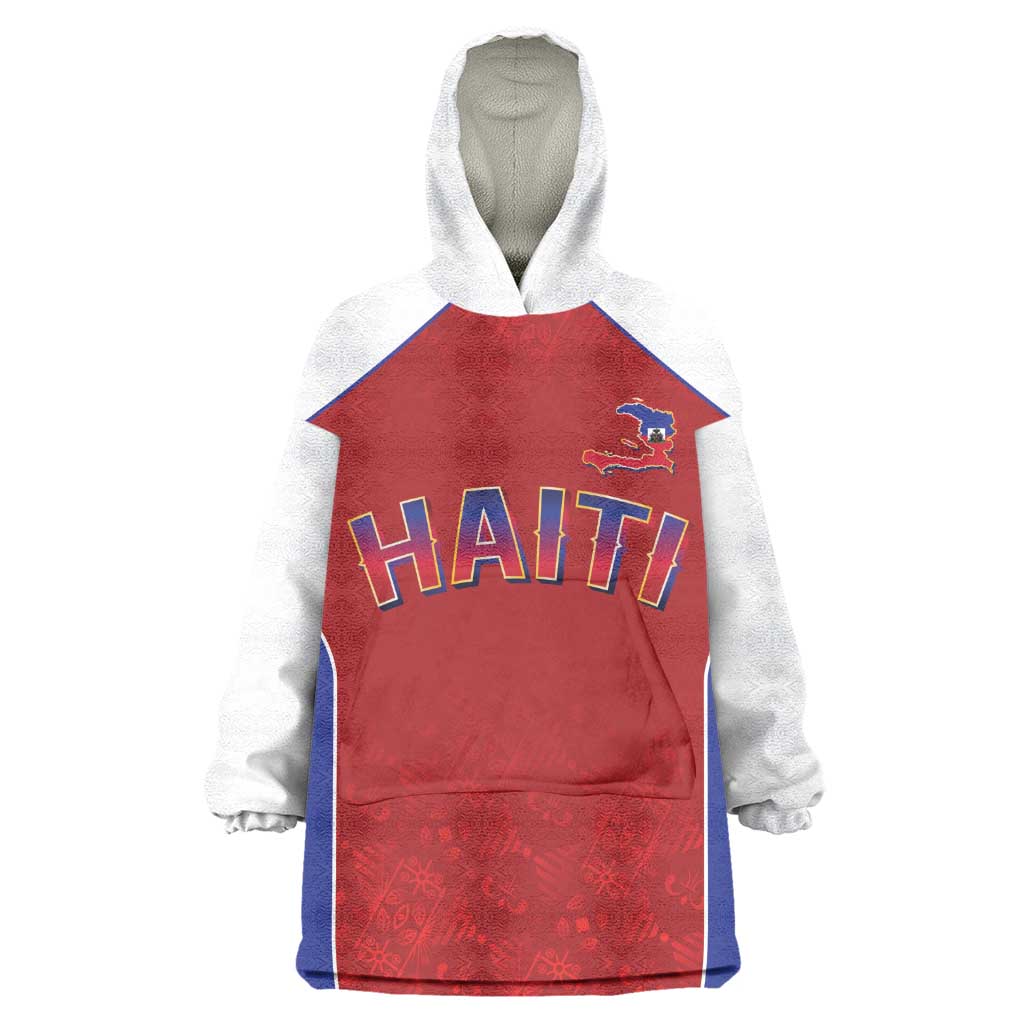 World Football 2026 Afro-Haiti Custom Kid Wearable Blanket Hoodie Together For Ayiti Red Style - African Pride