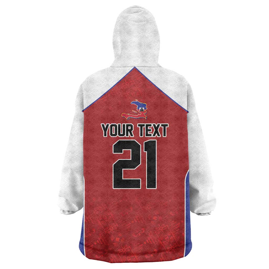 World Football 2026 Afro-Haiti Custom Kid Wearable Blanket Hoodie Together For Ayiti Red Style - African Pride