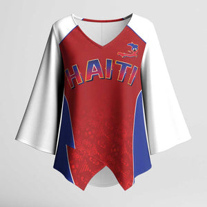 World Football 2026 Afro-Haiti Custom Kimono Sleeve Blouse Together For Ayiti Red Style - African Pride