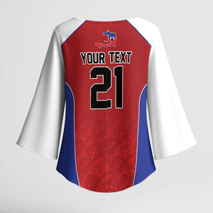 World Football 2026 Afro-Haiti Custom Kimono Sleeve Blouse Together For Ayiti Red Style - African Pride