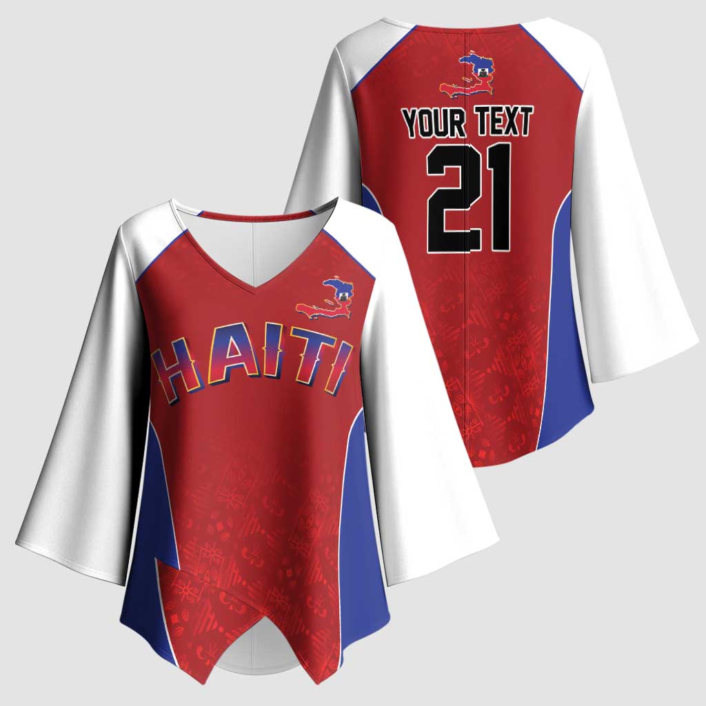 World Football 2026 Afro-Haiti Custom Kimono Sleeve Blouse Together For Ayiti Red Style - African Pride