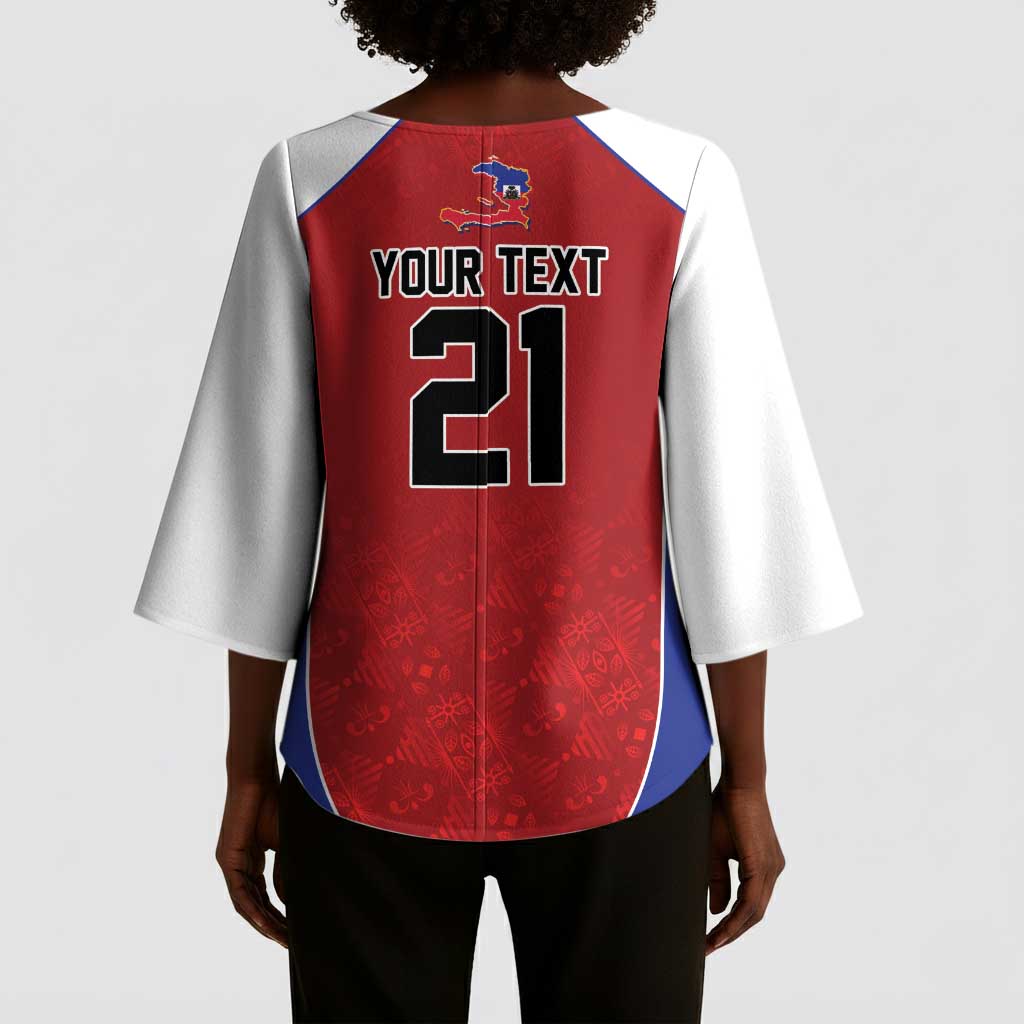 World Football 2026 Afro-Haiti Custom Kimono Sleeve Blouse Together For Ayiti Red Style - African Pride