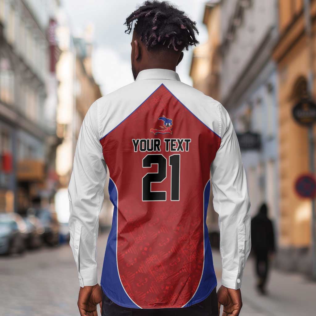 World Football 2026 Afro-Haiti Custom Long Sleeve Button Shirt Together For Ayiti Red Style - African Pride