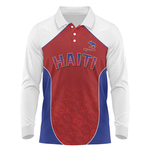 World Football 2026 Afro-Haiti Custom Long Sleeve Polo Shirt Together For Ayiti Red Style - African Pride