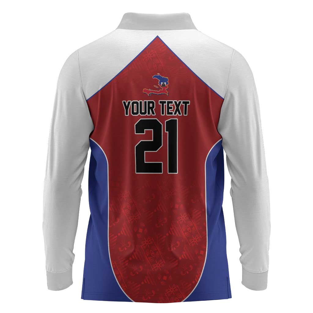 World Football 2026 Afro-Haiti Custom Long Sleeve Polo Shirt Together For Ayiti Red Style - African Pride