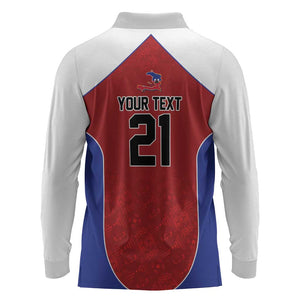 World Football 2026 Afro-Haiti Custom Long Sleeve Polo Shirt Together For Ayiti Red Style - African Pride