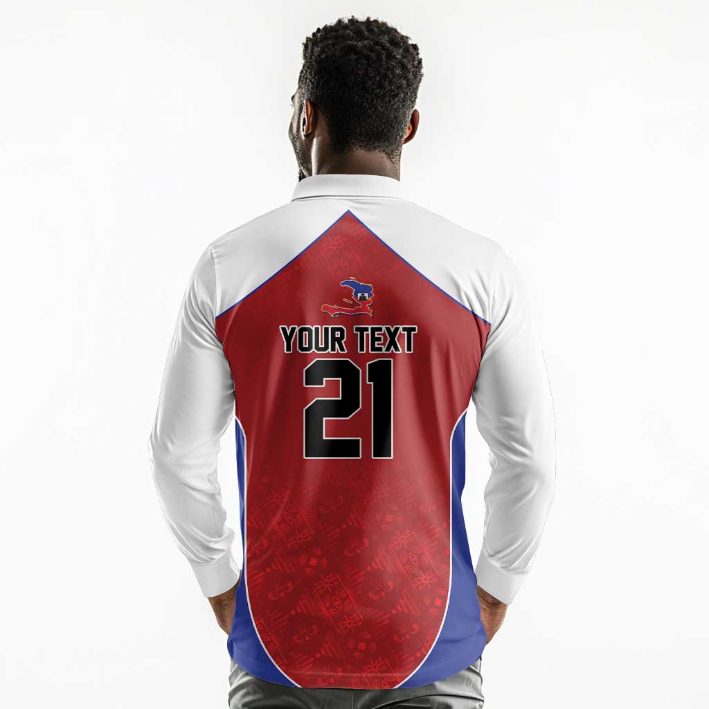 World Football 2026 Afro-Haiti Custom Long Sleeve Polo Shirt Together For Ayiti Red Style - African Pride