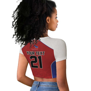 World Football 2026 Afro-Haiti Custom Raglan Cropped T shirt Together For Ayiti Red Style - African Pride