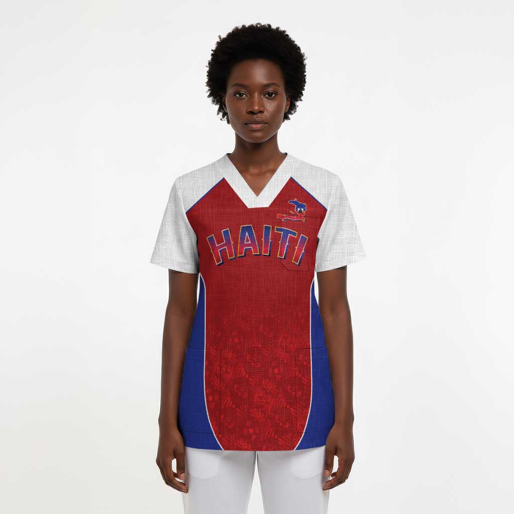 World Football 2026 Afro-Haiti Custom Scrub Top Together For Ayiti Red Style - African Pride