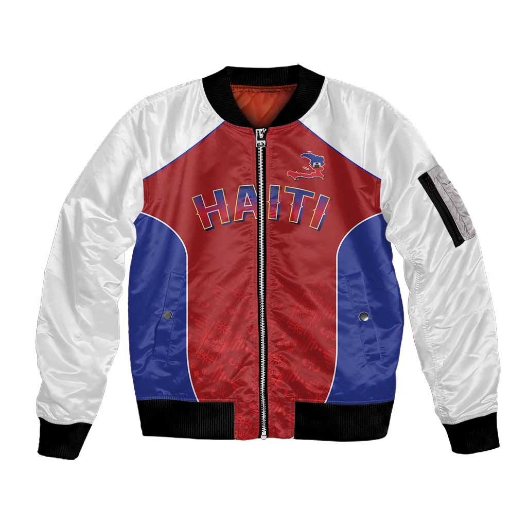 World Football 2026 Afro-Haiti Custom Sleeve Zip Bomber Jacket Together For Ayiti Red Style - African Pride