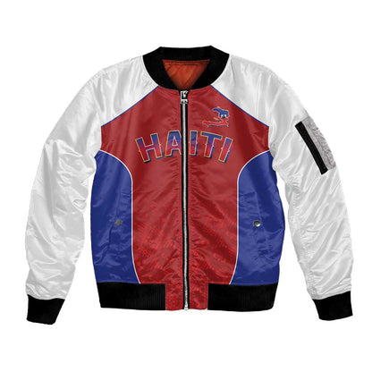 World Football 2026 Afro-Haiti Custom Sleeve Zip Bomber Jacket Together For Ayiti Red Style - African Pride
