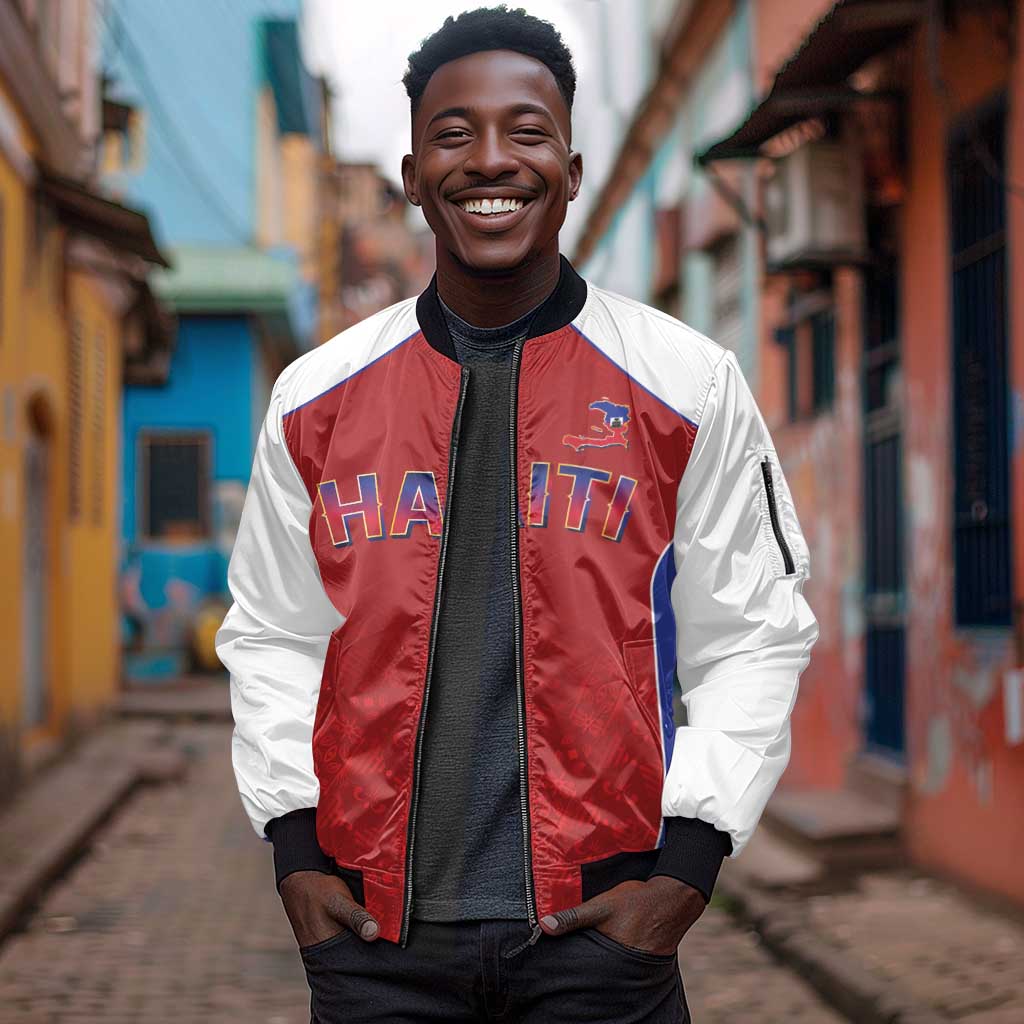 World Football 2026 Afro-Haiti Custom Sleeve Zip Bomber Jacket Together For Ayiti Red Style - African Pride