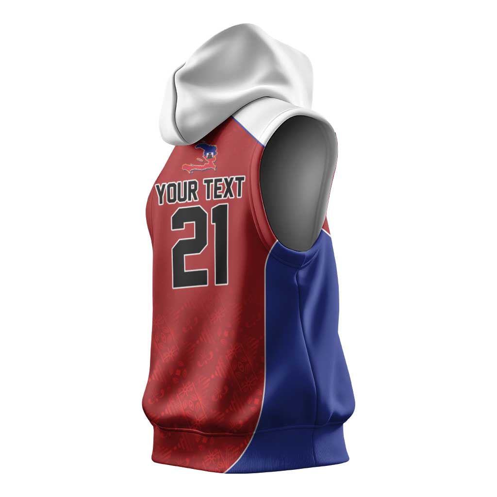 World Football 2026 Afro-Haiti Custom Sleeveless Hoodie Together For Ayiti Red Style - African Pride
