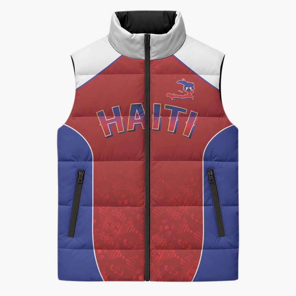 World Football 2026 Afro-Haiti Custom Sleeveless Puffer Jacket Together For Ayiti Red Style - African Pride
