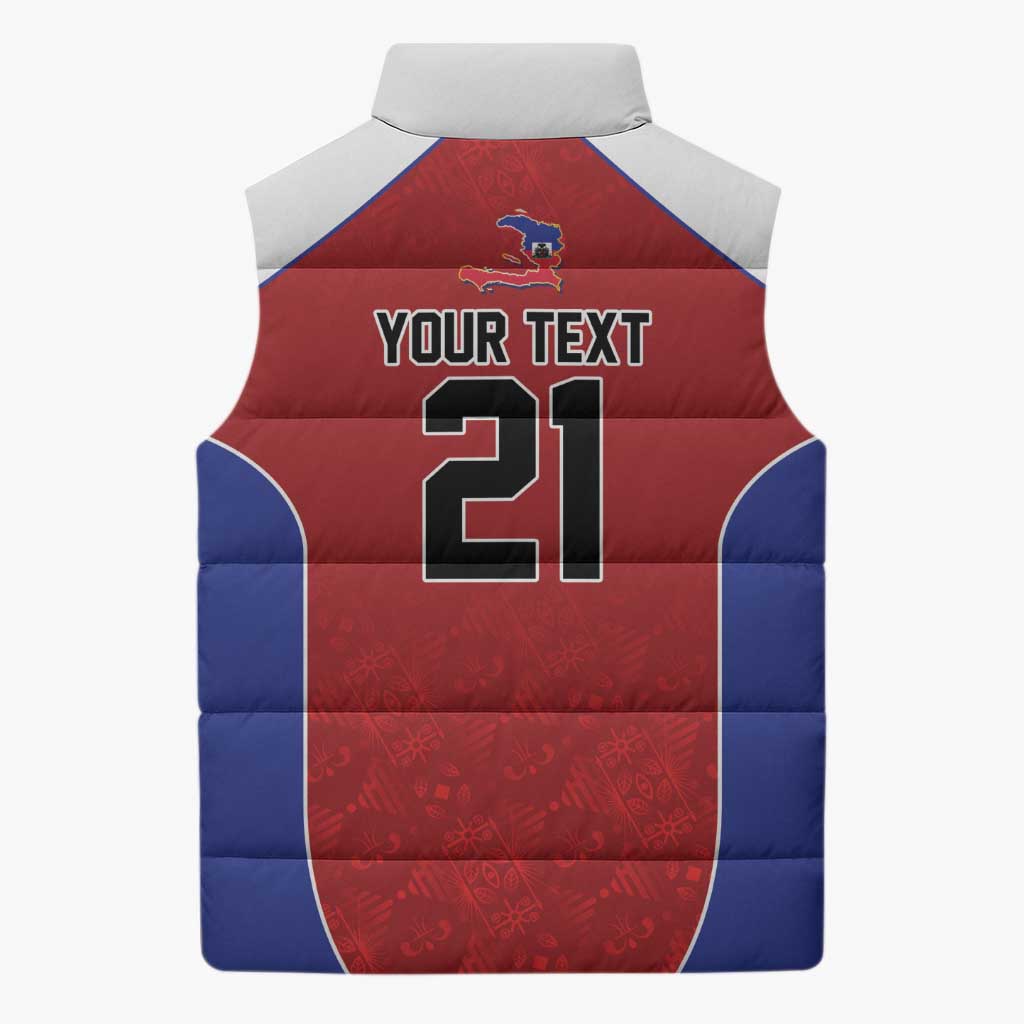World Football 2026 Afro-Haiti Custom Sleeveless Puffer Jacket Together For Ayiti Red Style - African Pride