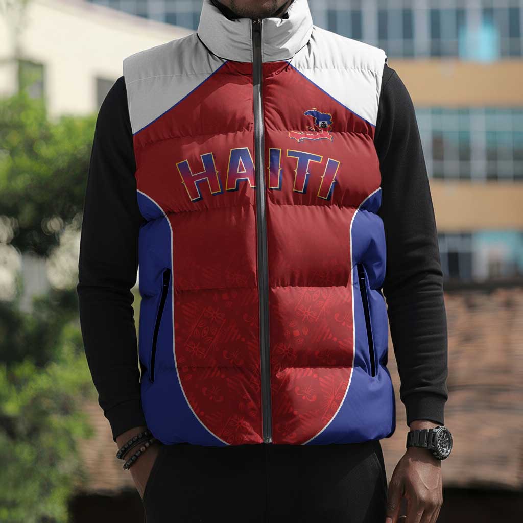World Football 2026 Afro-Haiti Custom Sleeveless Puffer Jacket Together For Ayiti Red Style - African Pride