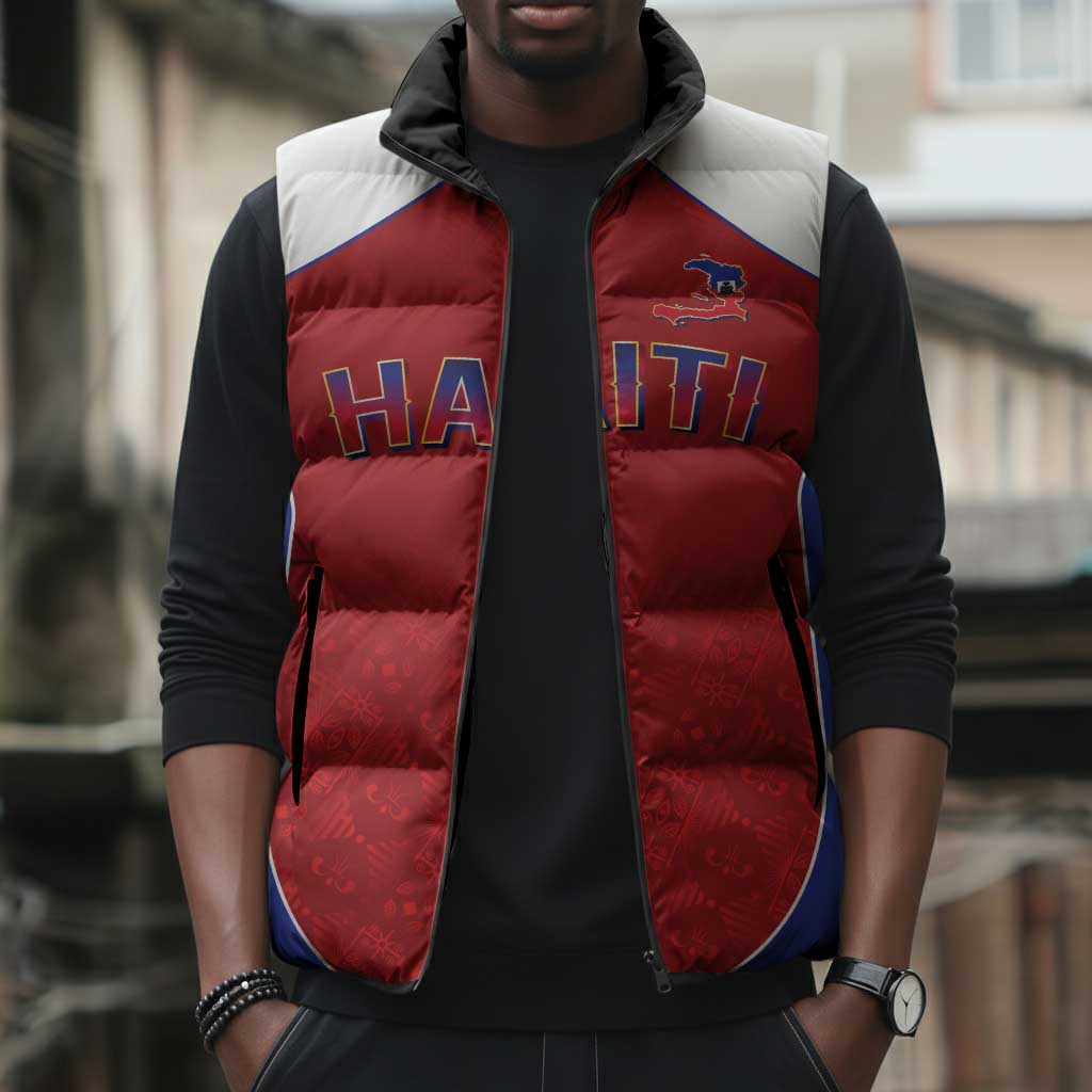 World Football 2026 Afro-Haiti Custom Sleeveless Puffer Jacket Together For Ayiti Red Style - African Pride