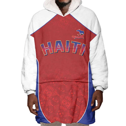 World Football 2026 Afro-Haiti Custom Wearable Blanket Hoodie Together For Ayiti Red Style - African Pride