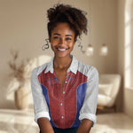 World Football 2026 Afro-Haiti Custom Women Casual Shirt Together For Ayiti Red Style - African Pride