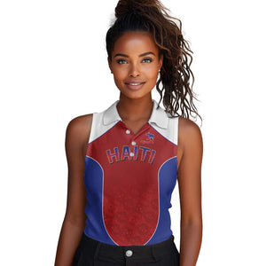 World Football 2026 Afro-Haiti Custom Women Sleeveless Polo Shirt Together For Ayiti Red Style - African Pride