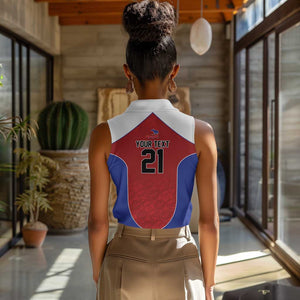 World Football 2026 Afro-Haiti Custom Women Sleeveless Polo Shirt Together For Ayiti Red Style - African Pride