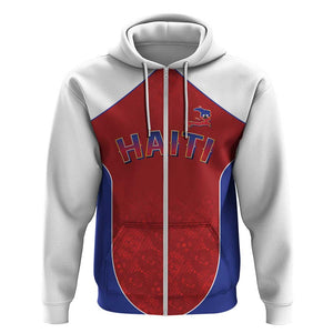 World Football 2026 Afro-Haiti Custom Zip Hoodie Together For Ayiti Red Style - African Pride