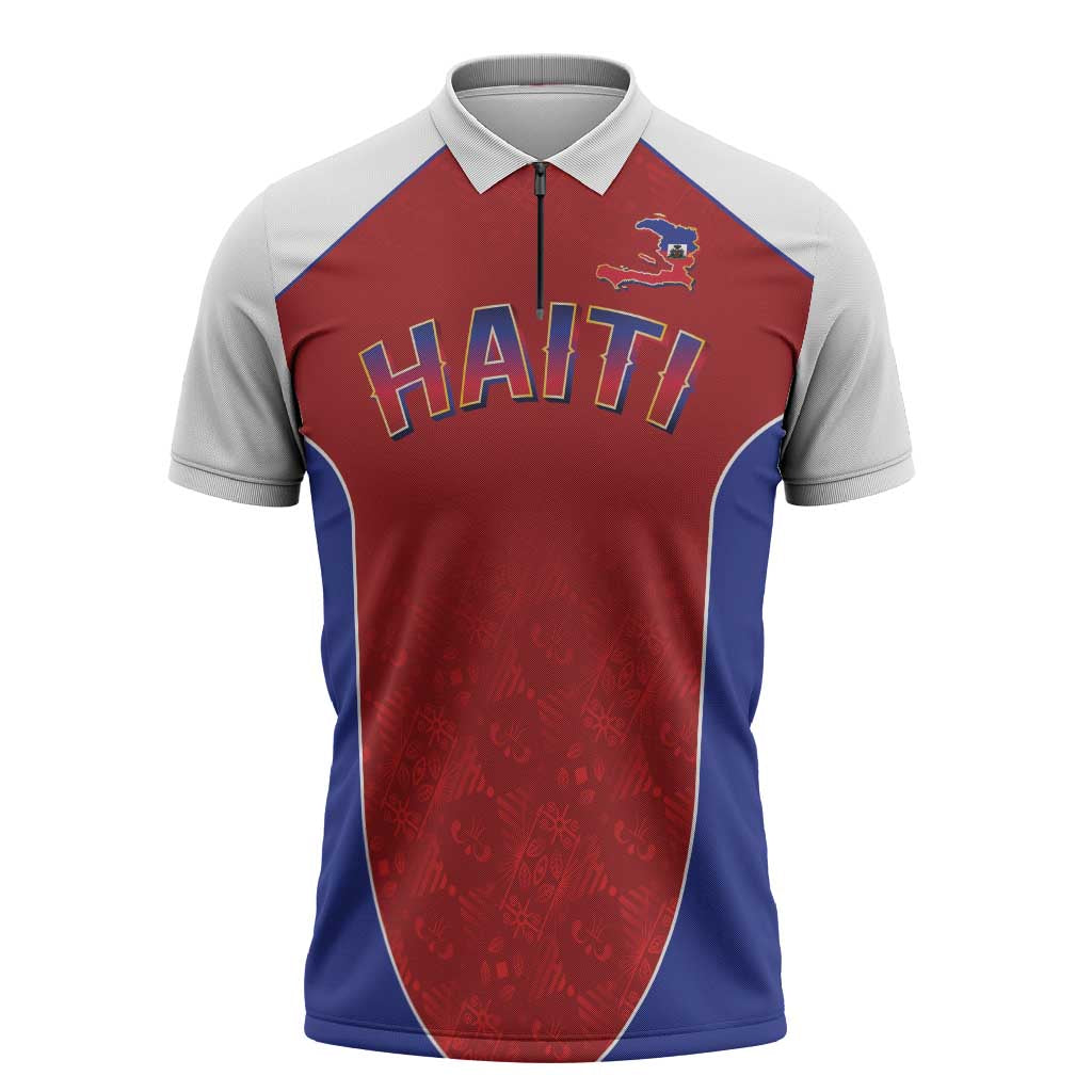 World Football 2026 Afro-Haiti Custom Zipper Polo Shirt Together For Ayiti Red Style - African Pride