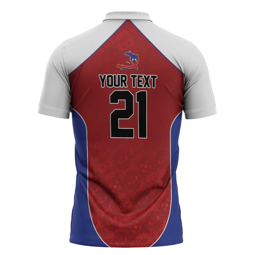 World Football 2026 Afro-Haiti Custom Zipper Polo Shirt Together For Ayiti Red Style - African Pride