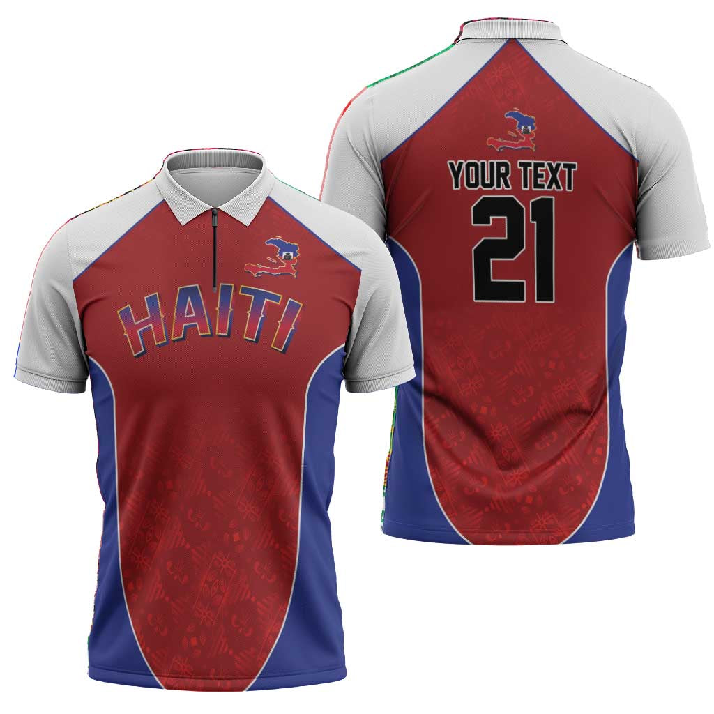World Football 2026 Afro-Haiti Custom Zipper Polo Shirt Together For Ayiti Red Style - African Pride
