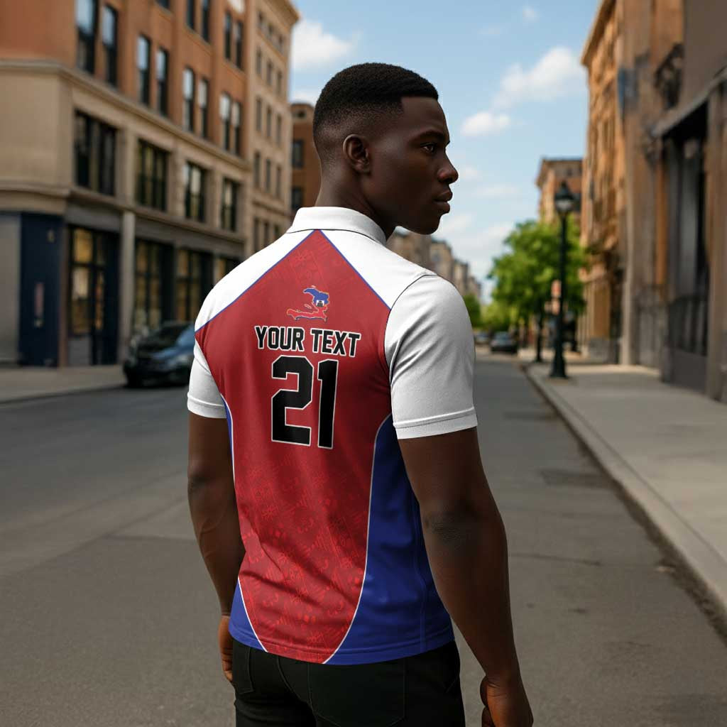 World Football 2026 Afro-Haiti Custom Zipper Polo Shirt Together For Ayiti Red Style - African Pride