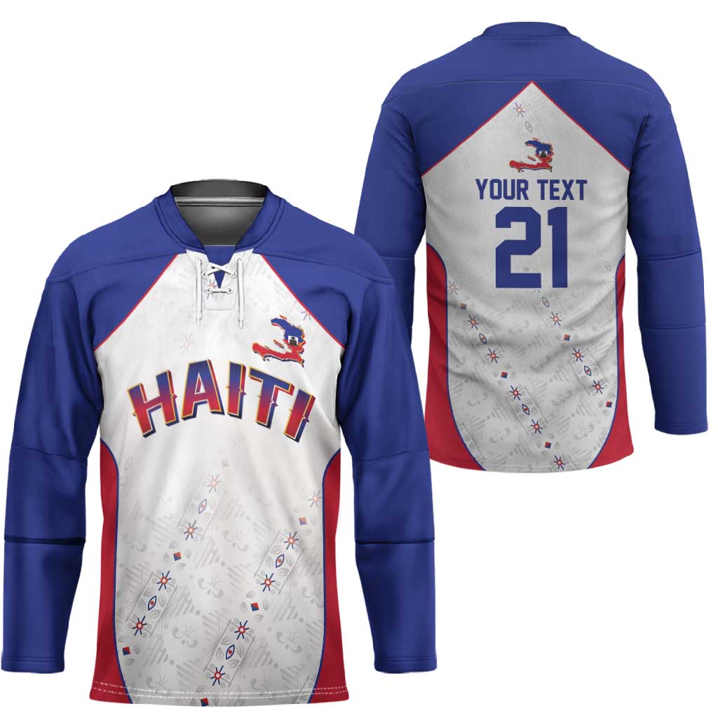 World Football 2026 Afro-Haiti Custom Hockey Jersey Together For Ayiti White Style - African Pride