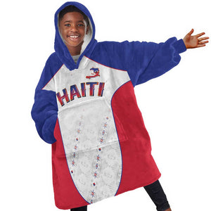 World Football 2026 Afro-Haiti Custom Kid Wearable Blanket Hoodie Together For Ayiti White Style - African Pride