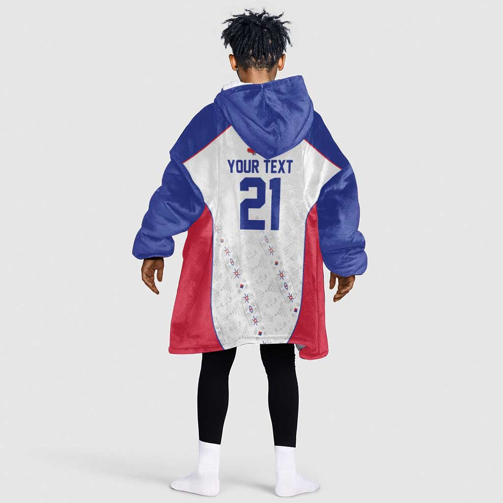 World Football 2026 Afro-Haiti Custom Kid Wearable Blanket Hoodie Together For Ayiti White Style - African Pride