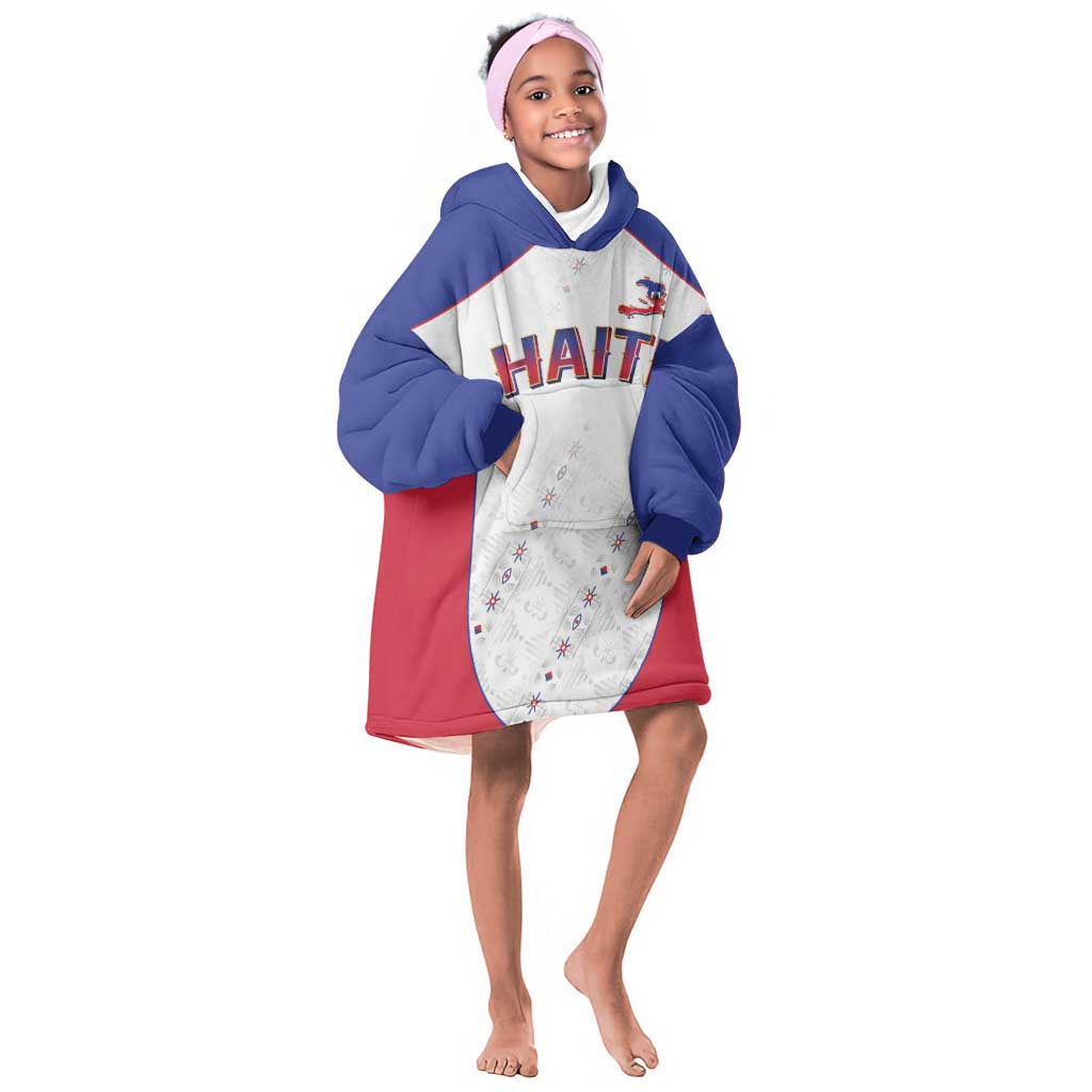 World Football 2026 Afro-Haiti Custom Kid Wearable Blanket Hoodie Together For Ayiti White Style - African Pride