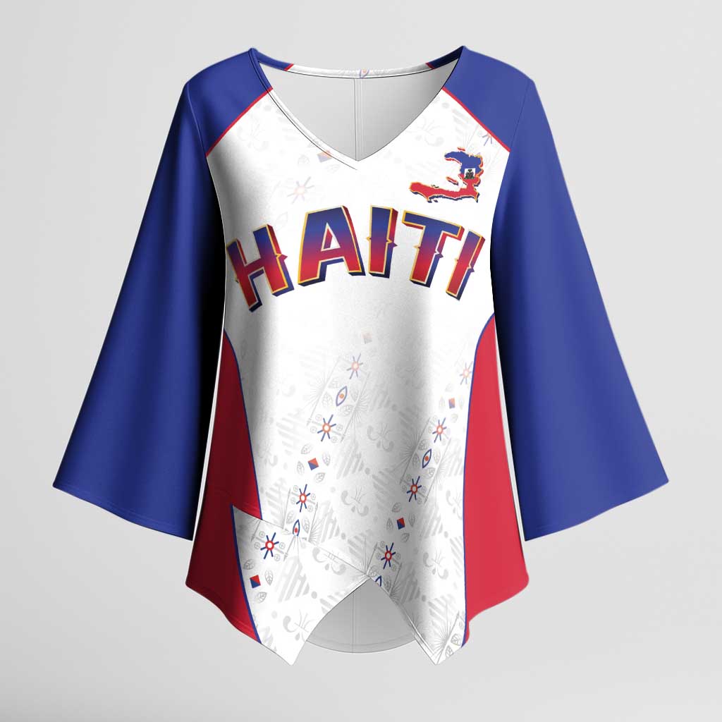 World Football 2026 Afro-Haiti Custom Kimono Sleeve Blouse Together For Ayiti White Style - African Pride