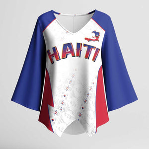 World Football 2026 Afro-Haiti Custom Kimono Sleeve Blouse Together For Ayiti White Style - African Pride