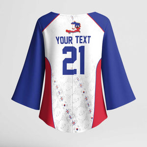 World Football 2026 Afro-Haiti Custom Kimono Sleeve Blouse Together For Ayiti White Style - African Pride