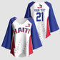 World Football 2026 Afro-Haiti Custom Kimono Sleeve Blouse Together For Ayiti White Style - African Pride