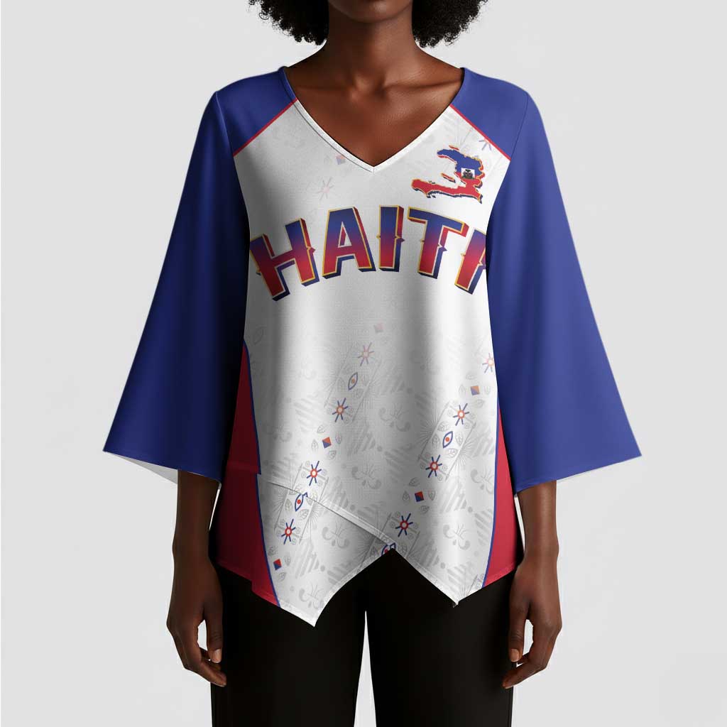 World Football 2026 Afro-Haiti Custom Kimono Sleeve Blouse Together For Ayiti White Style - African Pride
