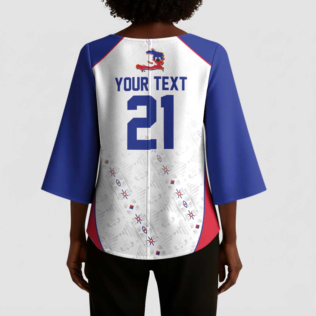 World Football 2026 Afro-Haiti Custom Kimono Sleeve Blouse Together For Ayiti White Style - African Pride