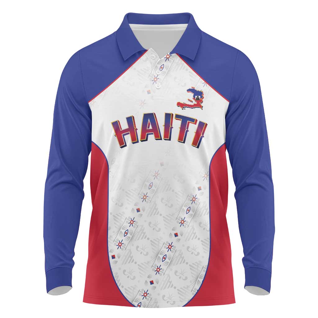 World Football 2026 Afro-Haiti Custom Long Sleeve Polo Shirt Together For Ayiti White Style - African Pride